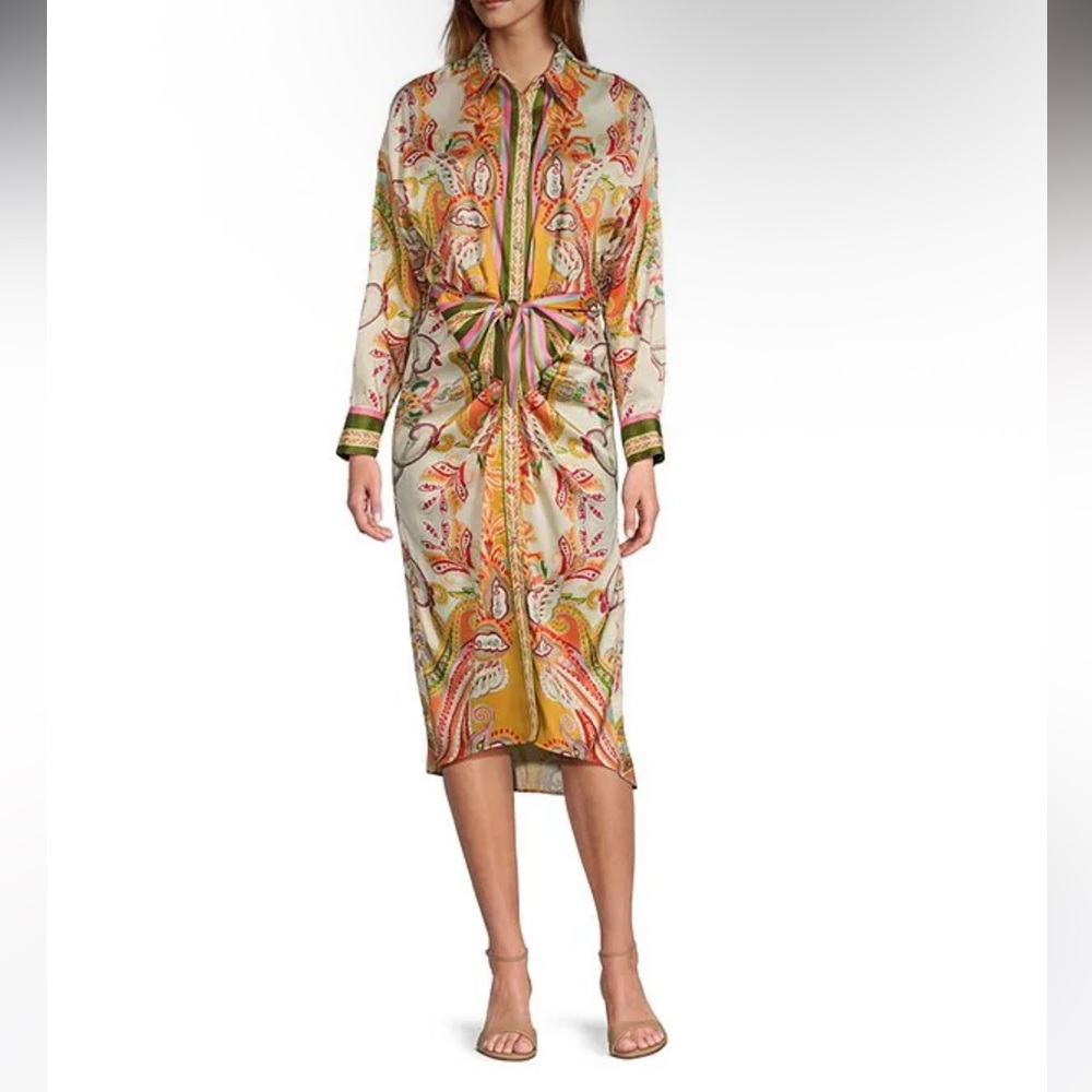 NWT Antonio Melani Roxanne Paisley Long Sleeve Midi Dress - Picture 1 of 7
